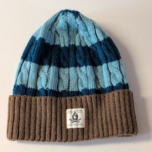 HippyTree Blue and Brown Cable Knit Beanie
